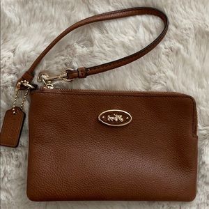 Coach Leather Wristlet Wallet Brown